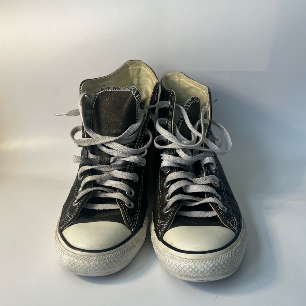 Converse All Star Men’s High-Top Leather Dark Gray Sneakers - 8.5 - Picture 2 of 10